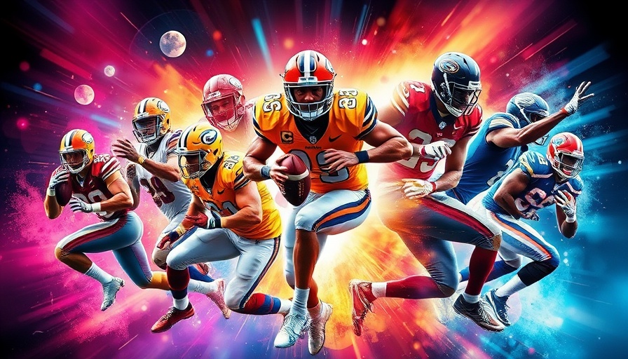 Dynamic collage of football players in action, 2025 college football program rankings.