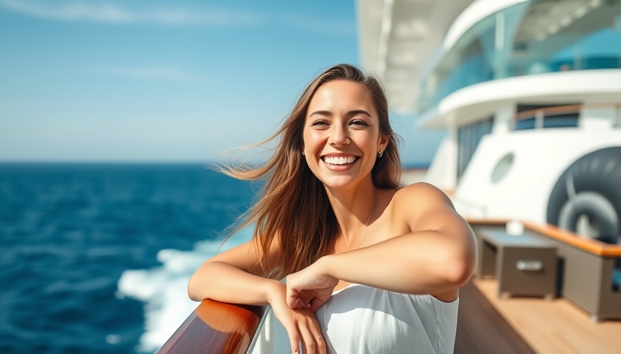 Woman enjoying luxury ocean travel on a cruise ship deck.