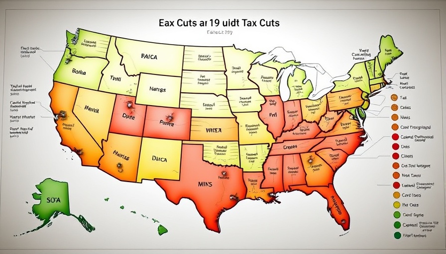 US tax changes map showing tax cuts and increases across states.
