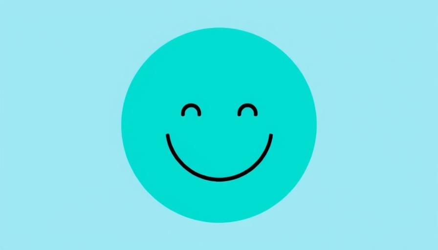 Minimalist abstract face logo on turquoise background.