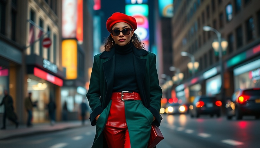 Mschf brand style with red beret and oversized boots on city street