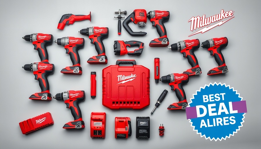 Labor Day Milwaukee Deals: vibrant power tool collage with deal alert badge.