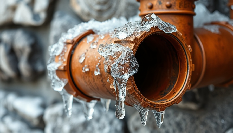 Frozen pipe section with icicles, prevent frozen pipes this winter.