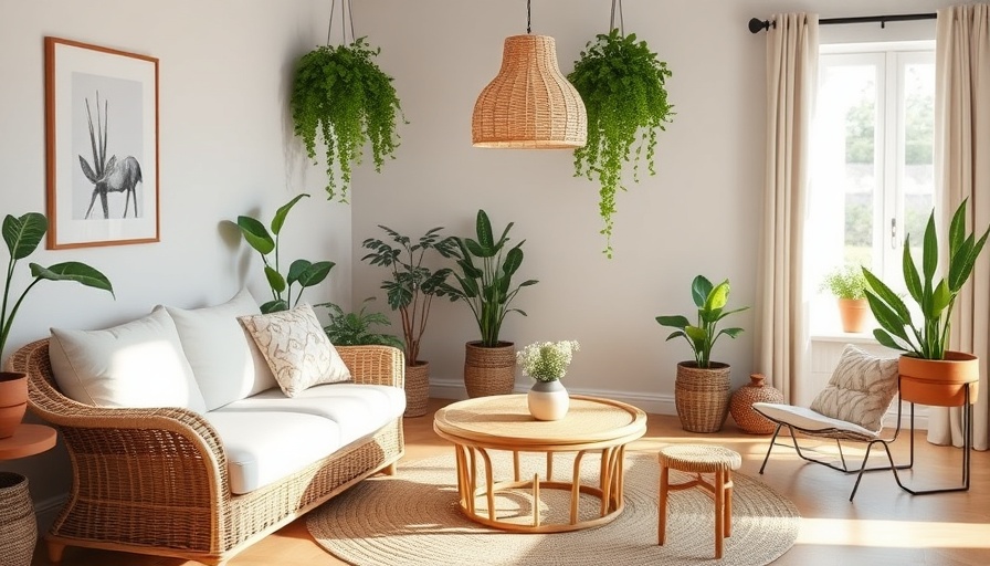 High-end home features in an elegant wicker-furnished room with natural decor.