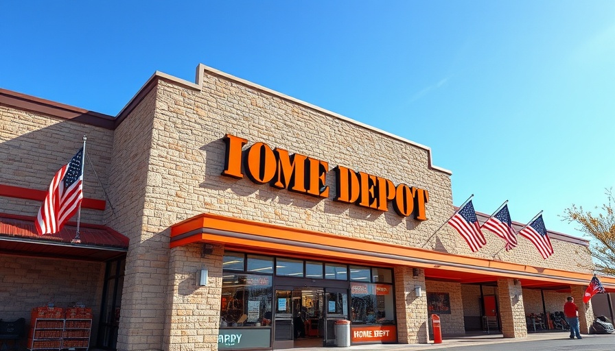 Home Depot Labor Day Sale at vibrant storefront with Deal Alert sign.