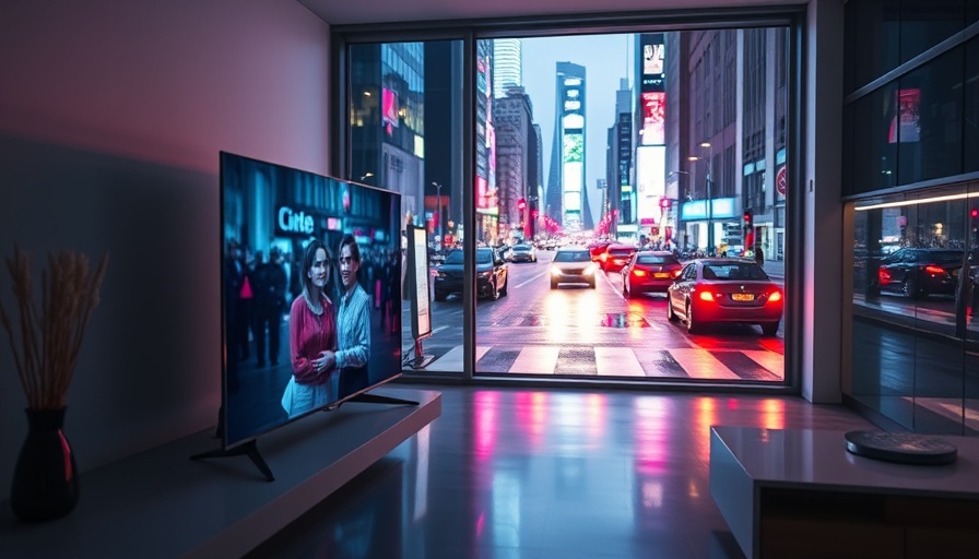 4K Blu-rays showcasing vibrant city scene on modern TV.