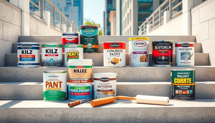 Assorted best concrete paints for masonry surfaces on steps.