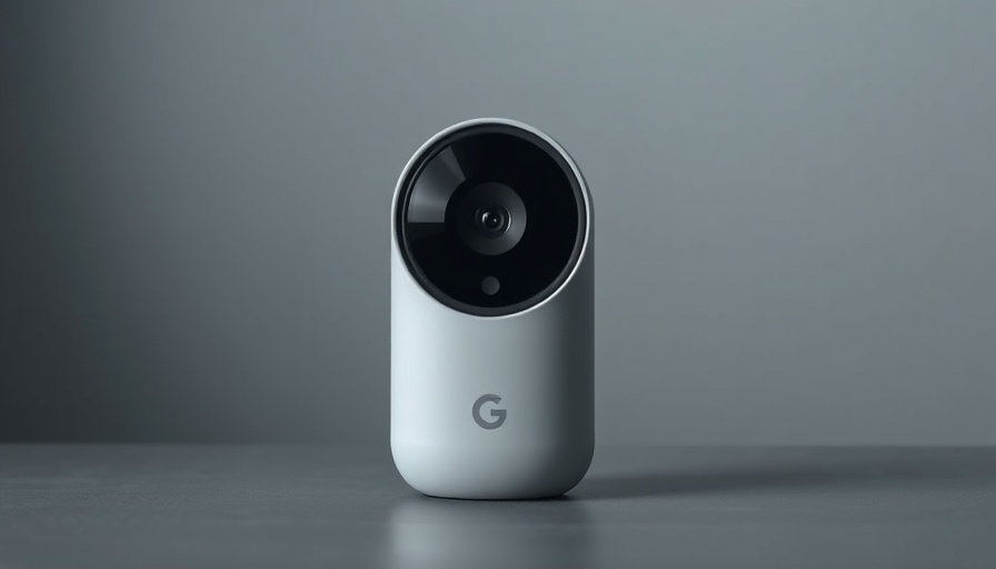 Google Nest Cam on a table with muted lighting.