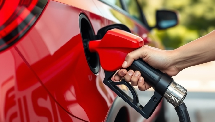 Close-up of fueling a red car, illustrating gas rewards programs.