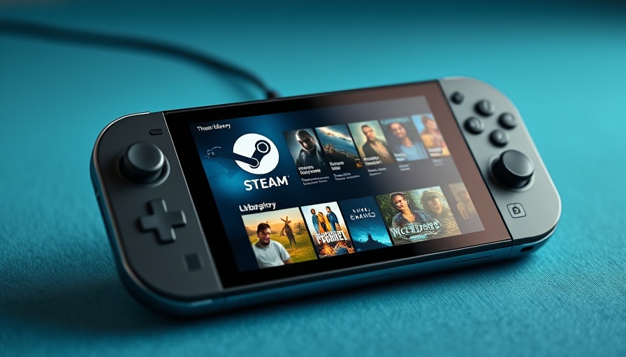 Sleek gaming handheld showcasing Steam UI updates on display.