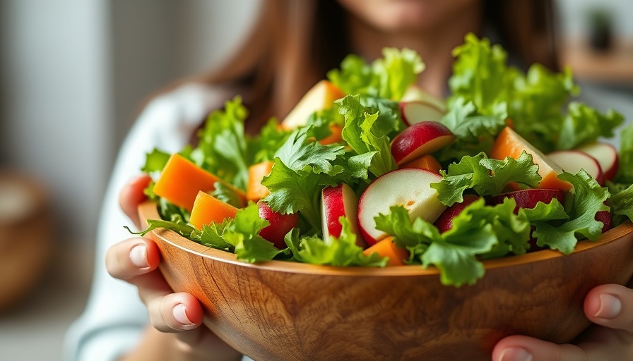 Fresh salad in a wooden bowl for Low FODMAP diet.