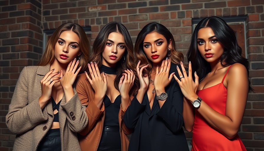 Four stylish women showcasing elegant fall nail colors.