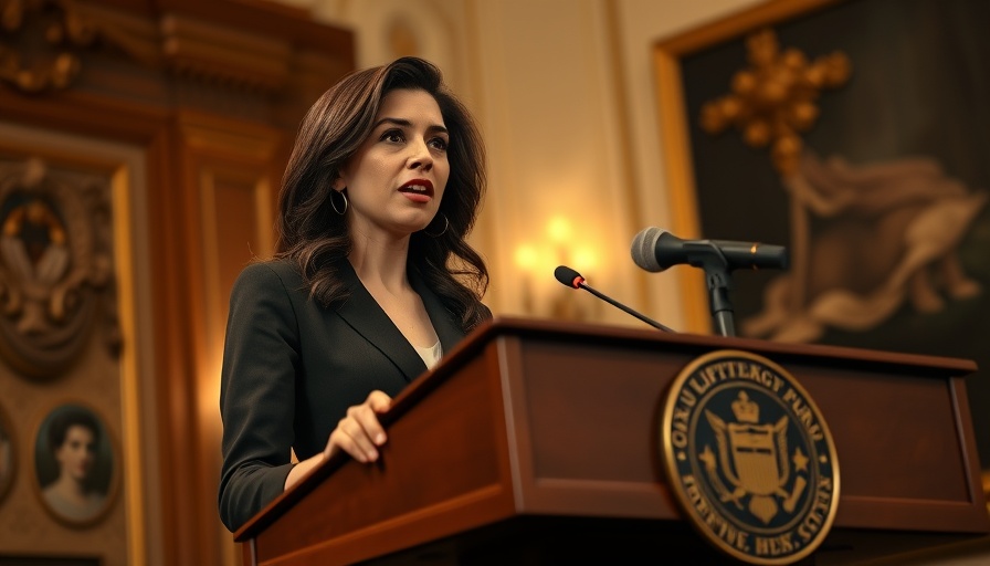 Woman speaking at podium, government support fashion capitals.