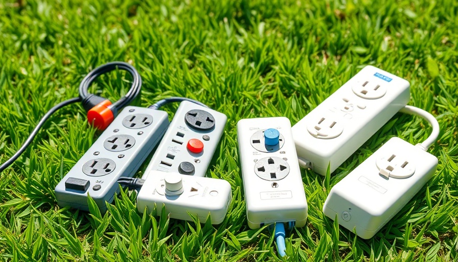 Best outdoor power strips on green grass showcasing functionality.