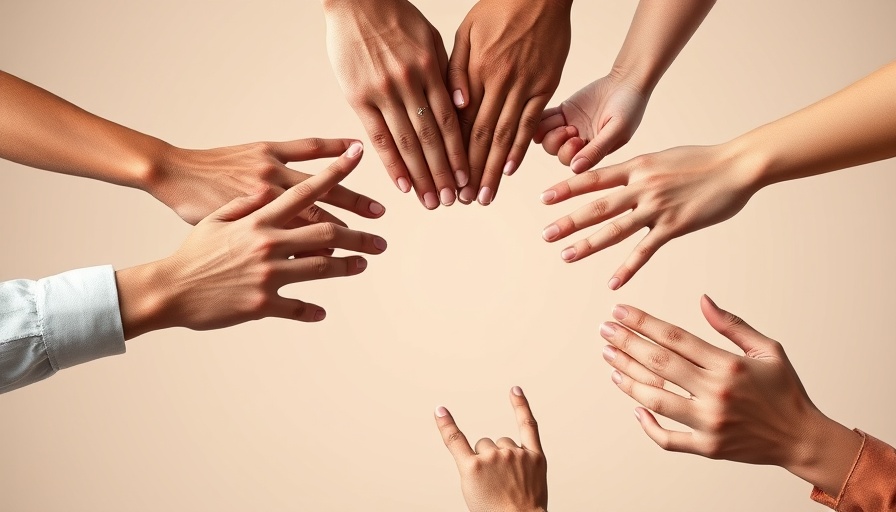 Diverse hands forming a heart symbolizing unity and support for mindful leaders healing trauma.