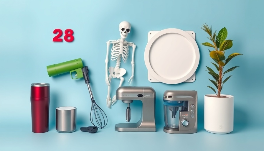 Home gadgets and decor under $100 on a blue background.