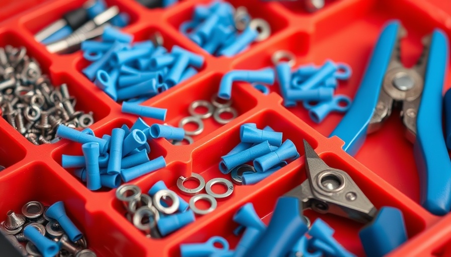 Organized toolbox with blue paper clips and fasteners, paper clip hacks for home.