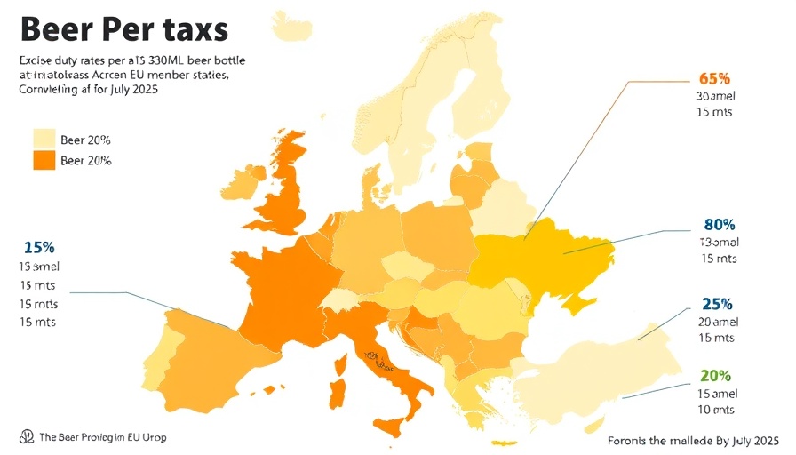 Map of Beer Taxes in Europe showing excise duties.