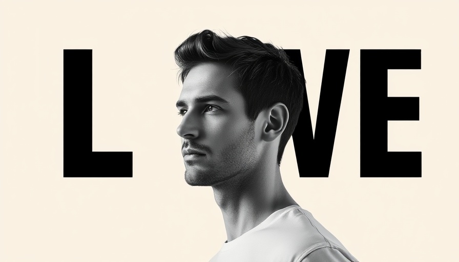 Minimalist banner featuring a man with bold text, elegance in branding.