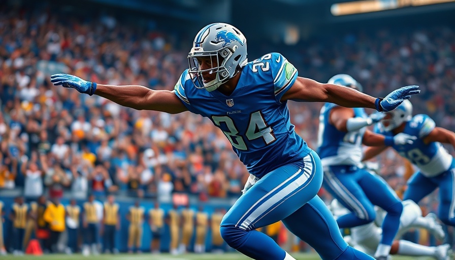 Detroit Lions Rushing Attack evading defender on the field.