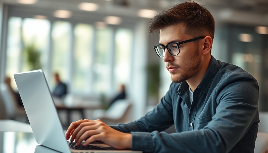 Business Performance Management Software user analyzing data on laptop.