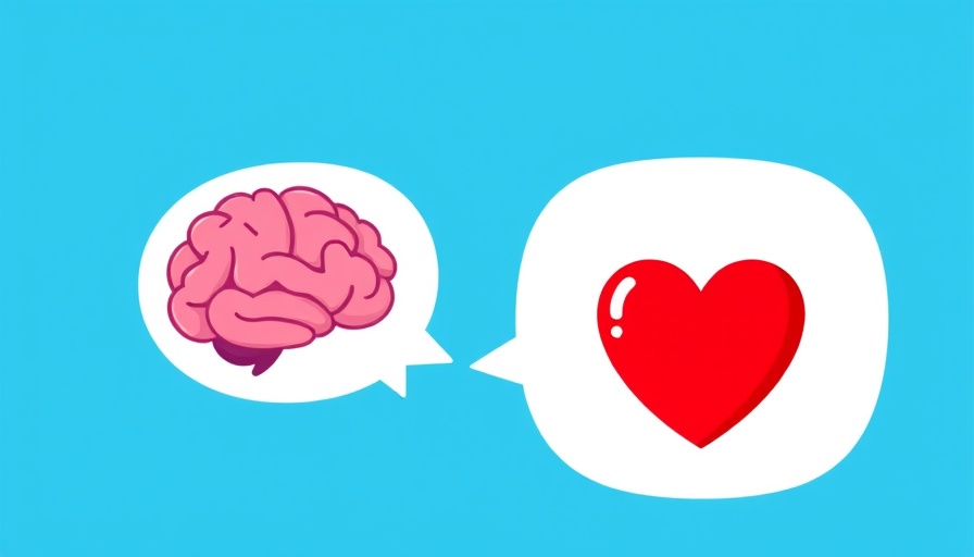 Minimalist brain and heart illustration for investigating emotions mindfully