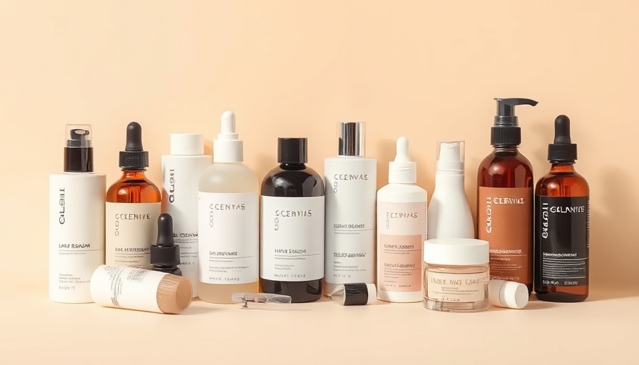 Assorted best hair serums on beige background