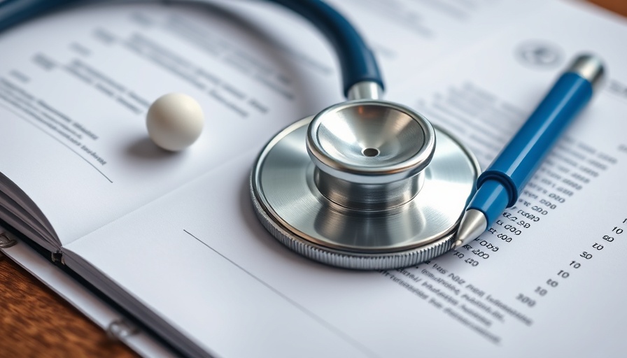 Healthcare document with stethoscope and pen, symbolizing health insurance.
