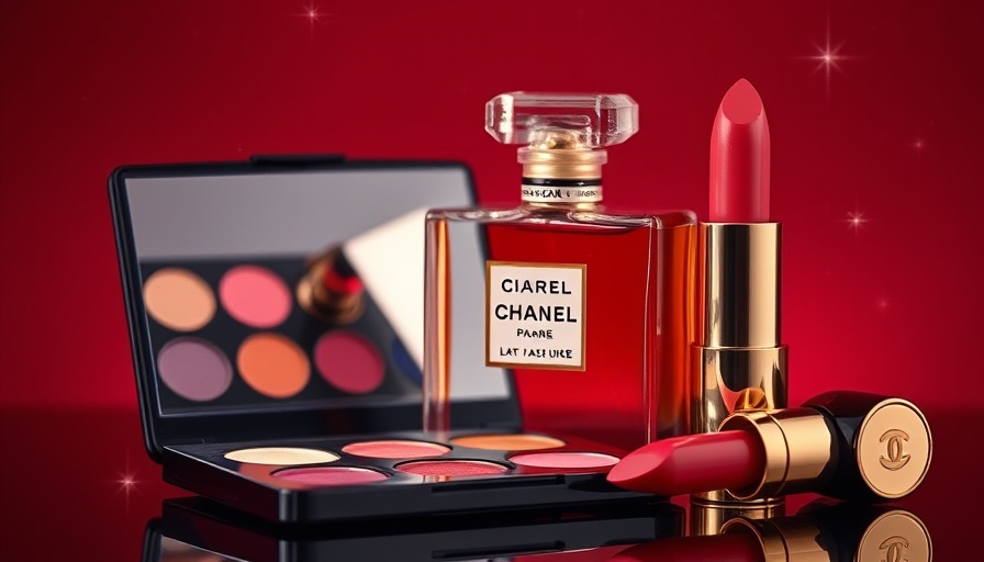 Chanel gifts including perfume, eyeshadow, lipstick.