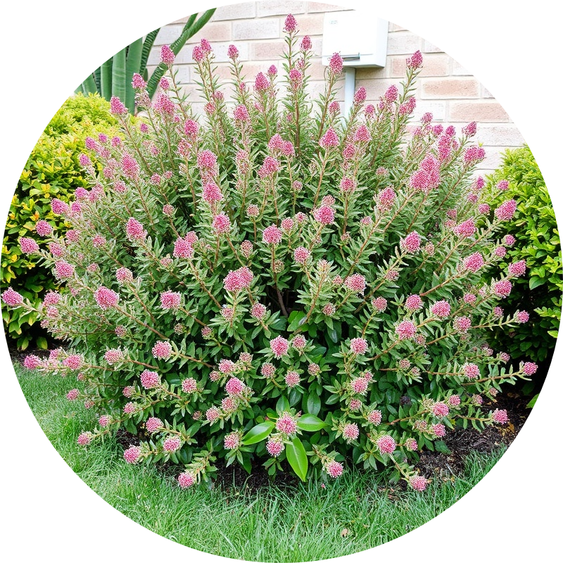 Lush green shrub thriving in a vibrant garden setting