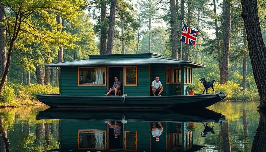 Houseboat life in Louisiana: relaxing family on porch