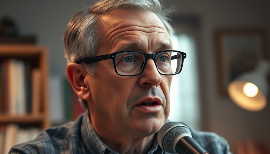 Middle-aged man discussing retirement and marriage challenges.