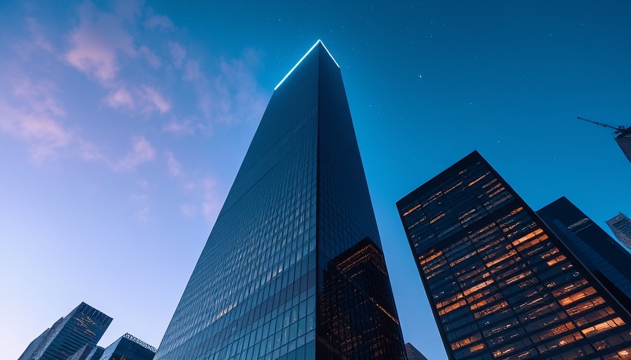 Imposing skyscraper at night in a US city skyline