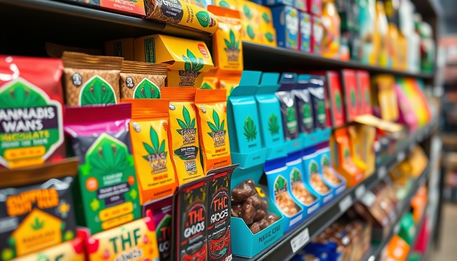 Ohio Bans THC Products for Kids, close-up of cannabis edibles on display.