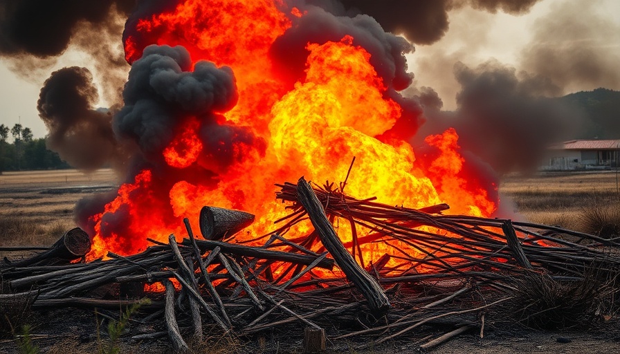 Tennessee plant explosion aftermath with smoke and fire debris.