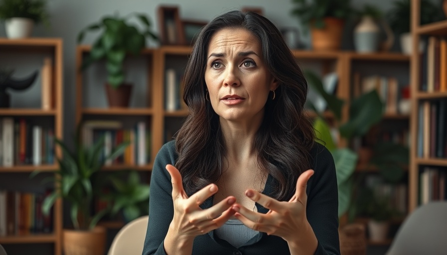 Concerned woman discussing depression risk factors in an office.