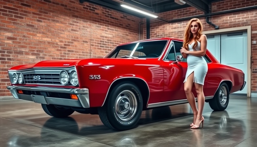 1967 Chevrolet Chevelle Malibu SS Replica with woman in garage.