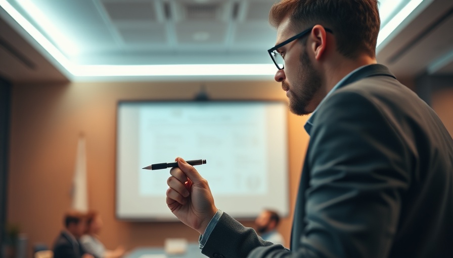 Man presenting 'Retirement Net Worth Top 1%' in modern setup.