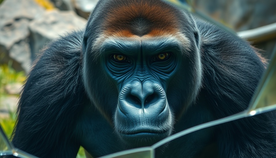 Gorilla Breaks Glass at San Diego Zoo enclosure under bright daylight.