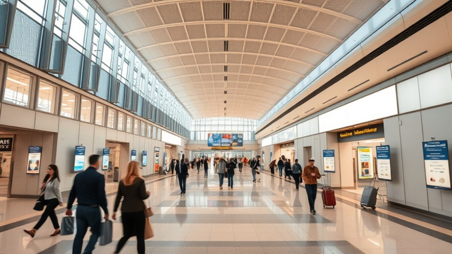 Harrisburg Airport terminal entrance, spacious and modern design.