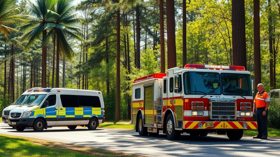 Police and fire vehicles responding near Possum Hollow Park.