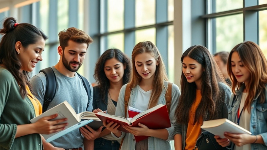 Diverse group studying in modern library reflecting transgender identification trends.