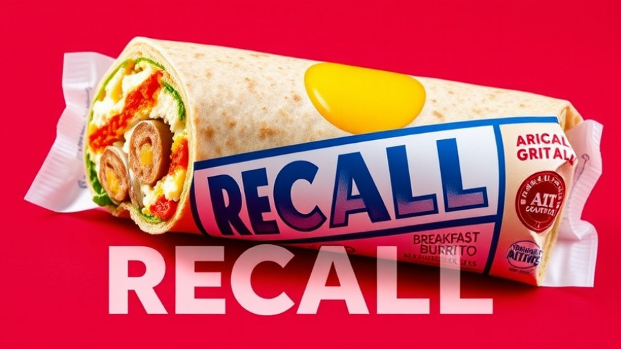 Breakfast Burrito Listeria Recall alert with burrito packaging.