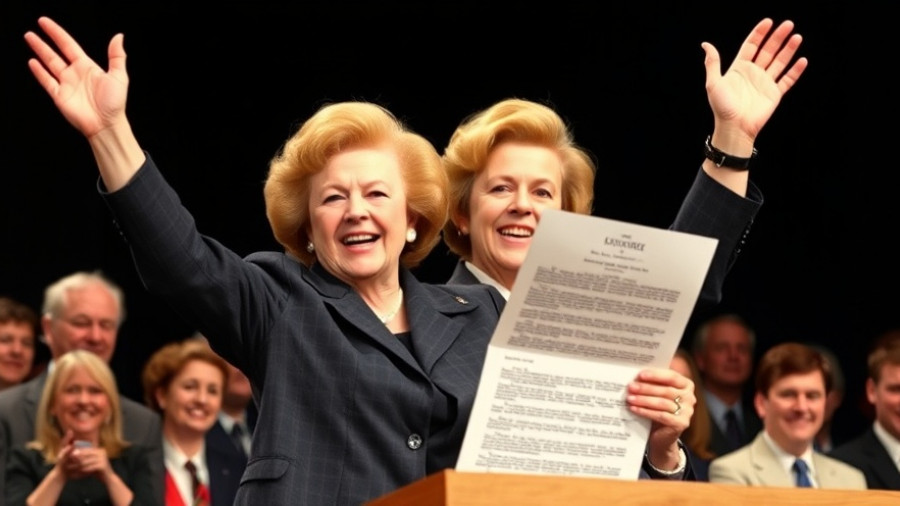 Margaret Thatcher nomination letter and auction with celebratory image.