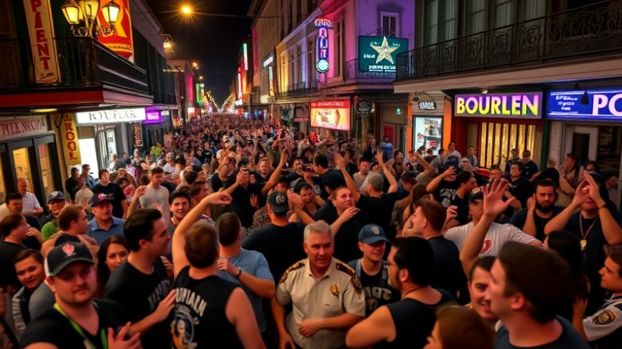 NBA YoungBoy concert chaos on Bourbon Street with fans and police.