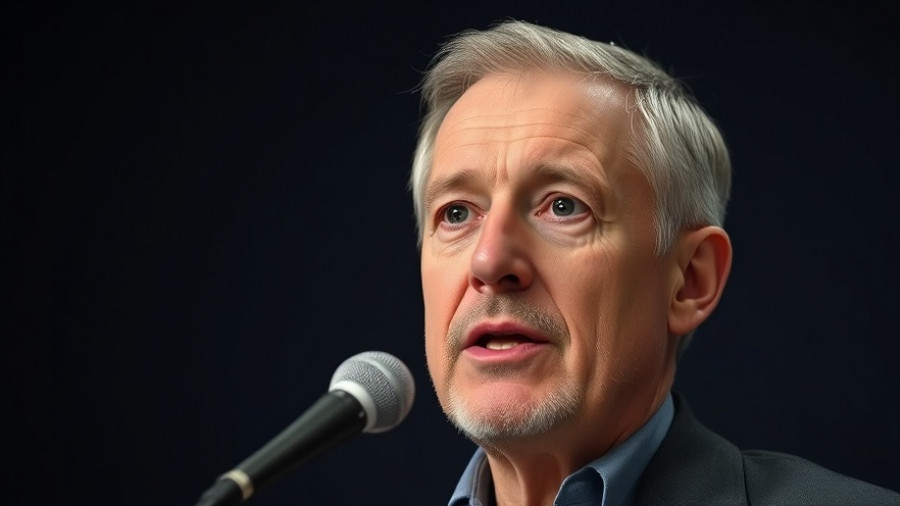 Middle-aged man discussing how to remove liver fat, neutral background.