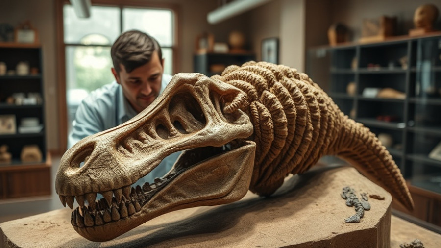 Researchers examining Sword Dragon discovery fossil in museum