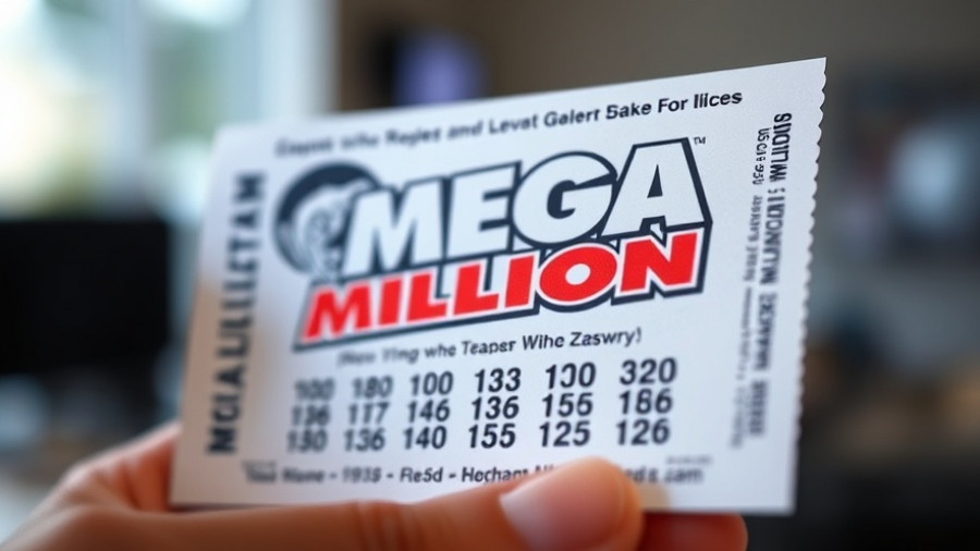 Close-up of Mega Millions jackpot lottery ticket in hand.