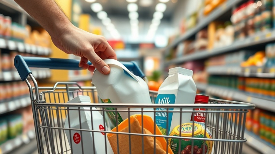 Assorted groceries in cart highlighting SNAP benefits delays.