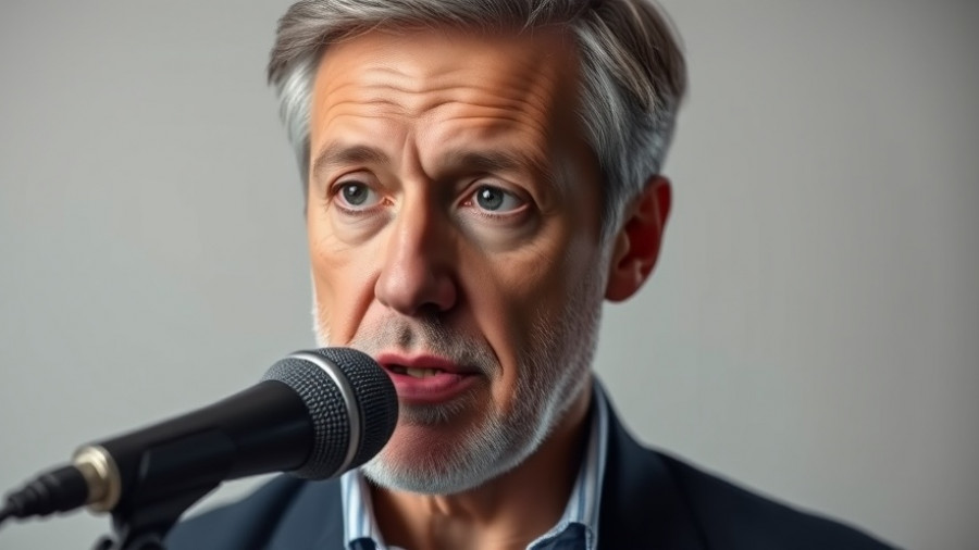 Speaker discussing fat burning food for seniors in an indoor setting.